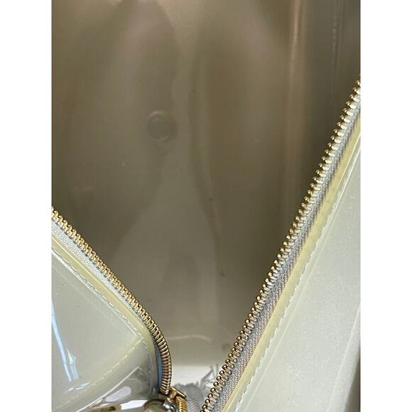 Furla Candy Clear Ivory Blue Large Rubber Satchel Bag Purse 11" X 8.5" - Picture 6 of 8